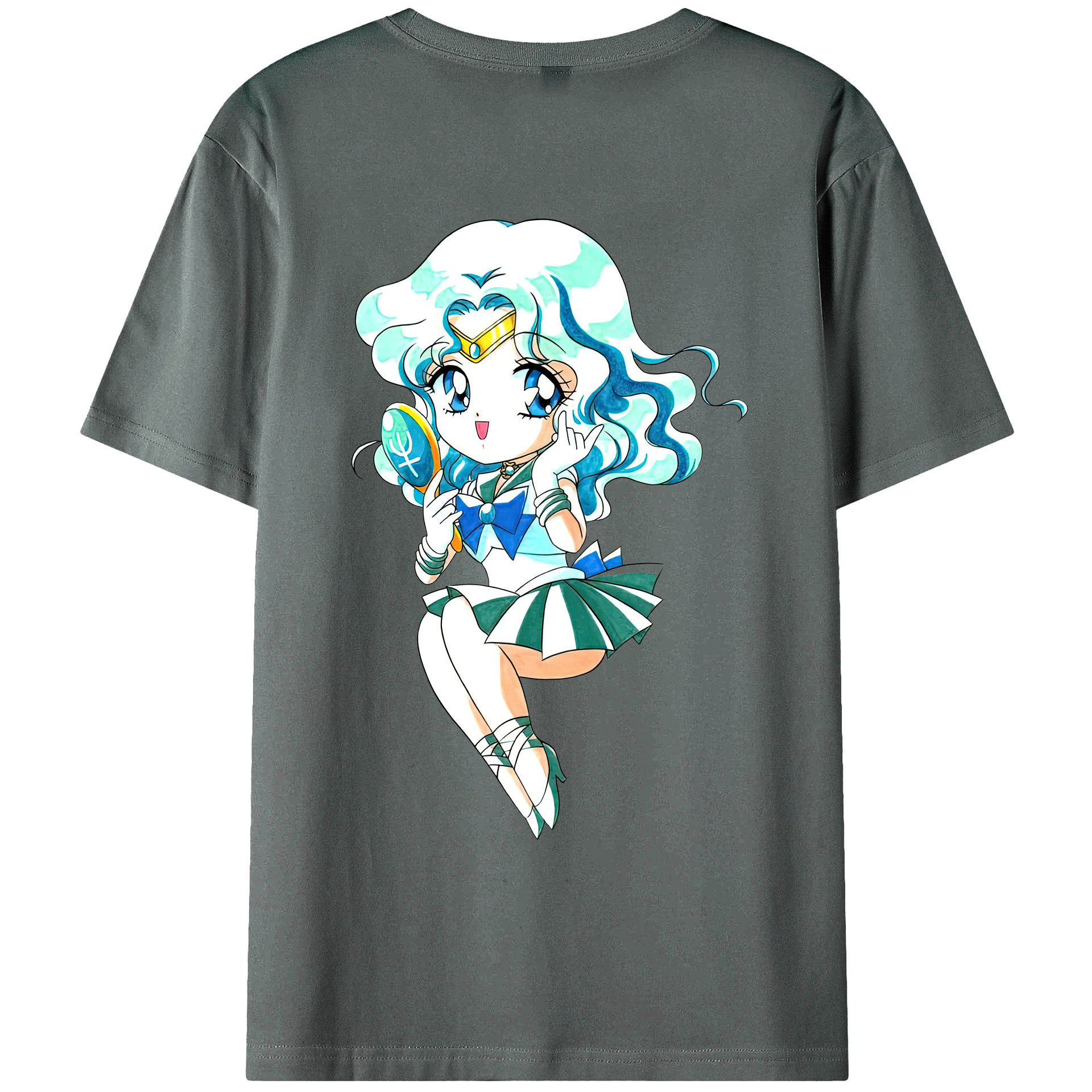 （画像用） 美少女戦士セーラームーン 海王 みちる（かいおう みちる） Sailor Moon Kaiou Michiru 綿100％ メンズ半袖Tシャツ（バックプリント） 通気性